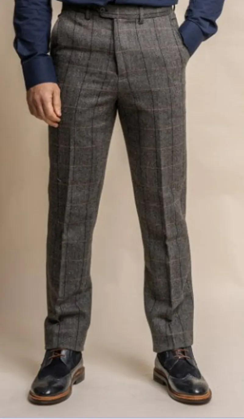 Cavani Albert Grey Tweed Look Trousers 